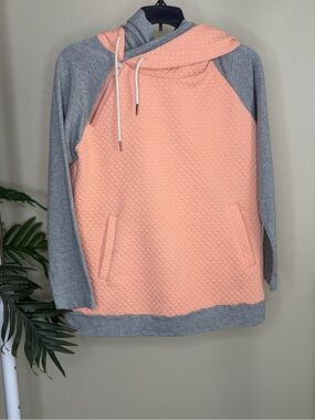 Dressation Coral Gray Textured Hooded Tunic Sweatshirt Women’s M